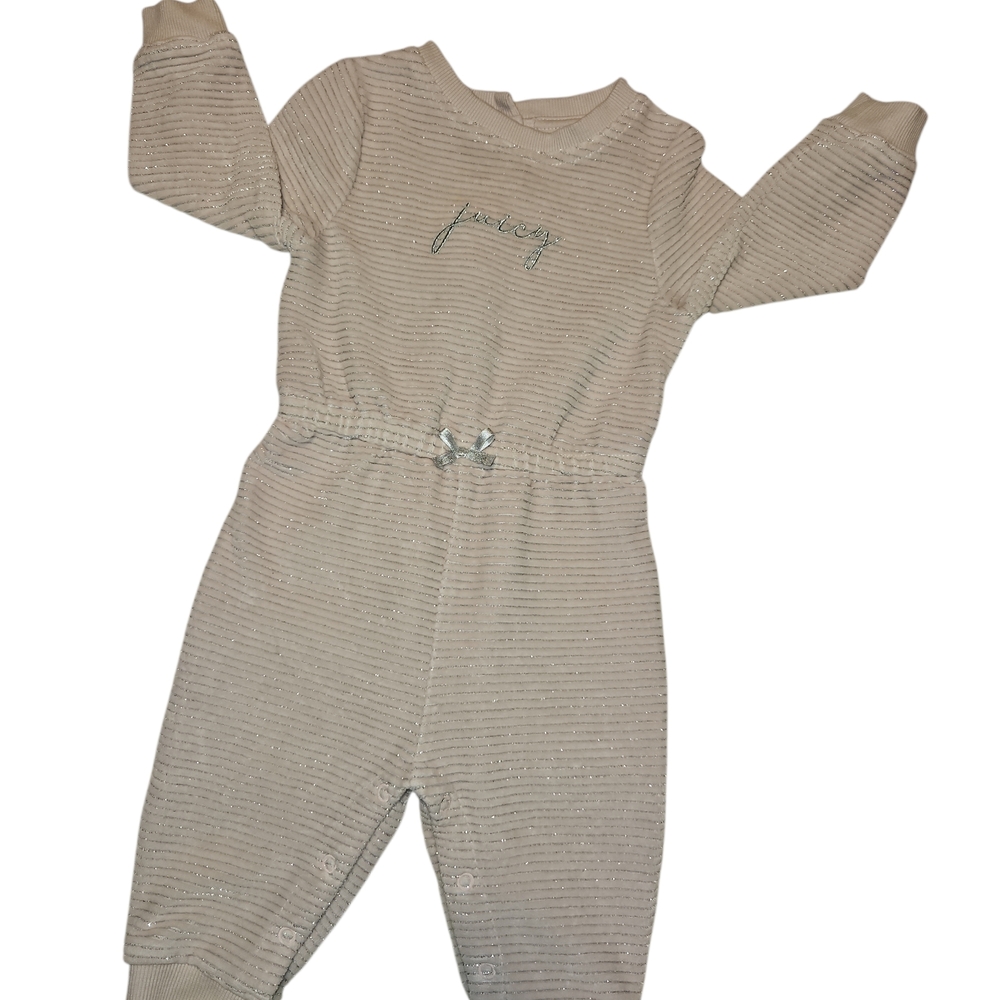 Juicy Couture Cream Baby Jumpsuit with Silver Accents